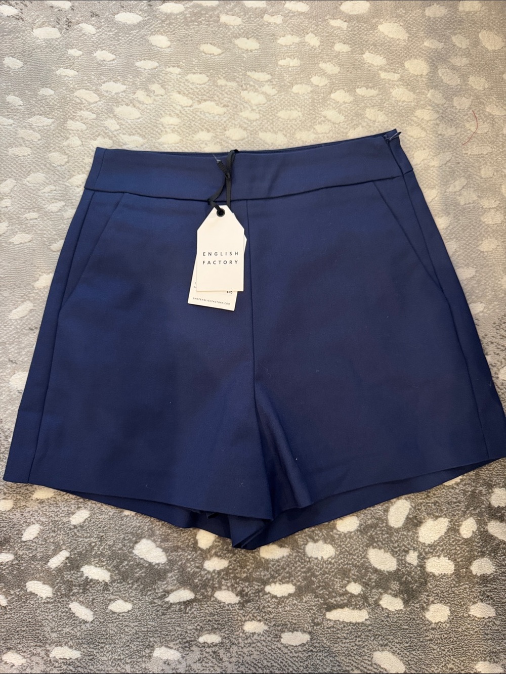 English Factory Navy High-Waist Tailored Shorts